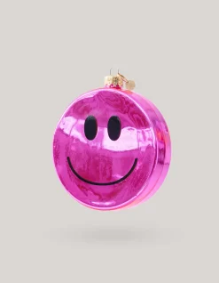 Smiley Kerstbal Roze By Fred