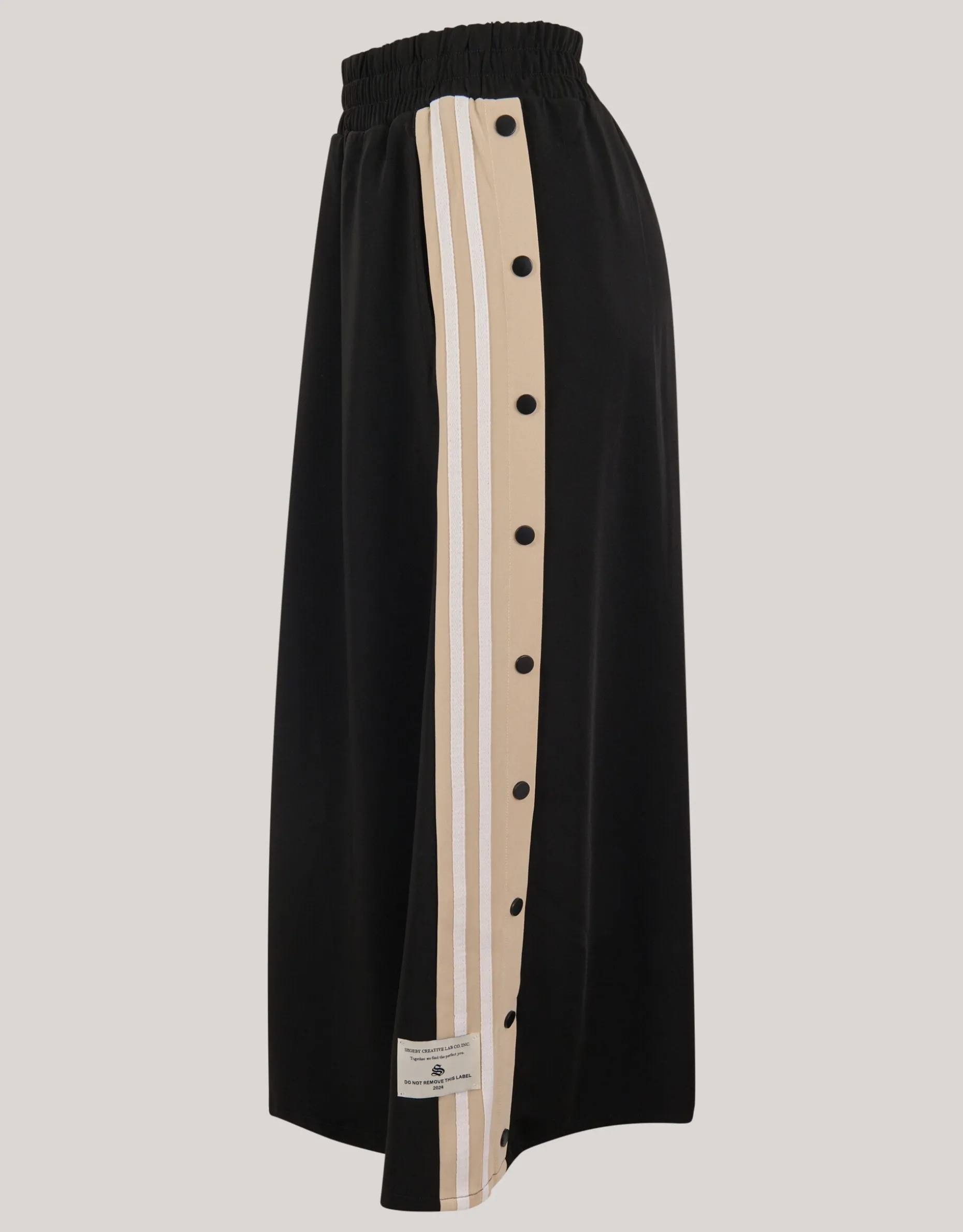 Sporty Button Maxi Rok Zwart