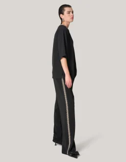 Sporty Embellished Broek Zwart