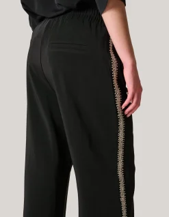 Sporty Embellished Broek Zwart