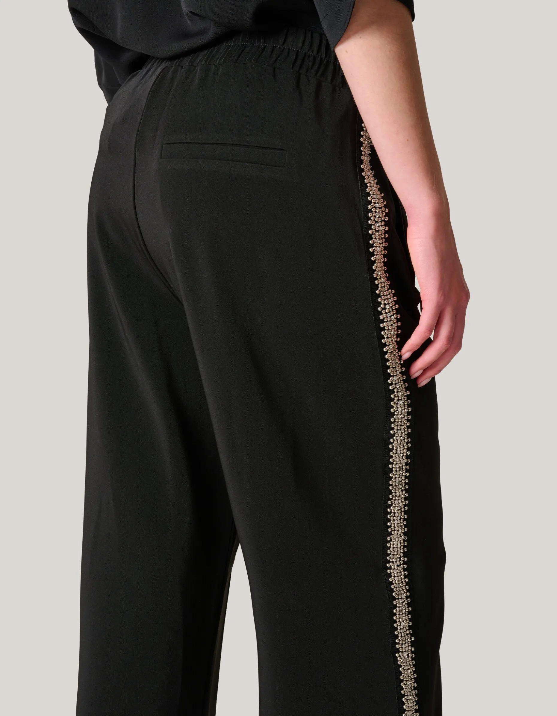 Sporty Embellished Broek Zwart