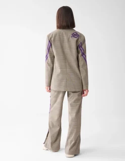 Sporty Ruiten Wide Leg Broek Bruin