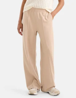 Sporty Wide Leg Broek Beige