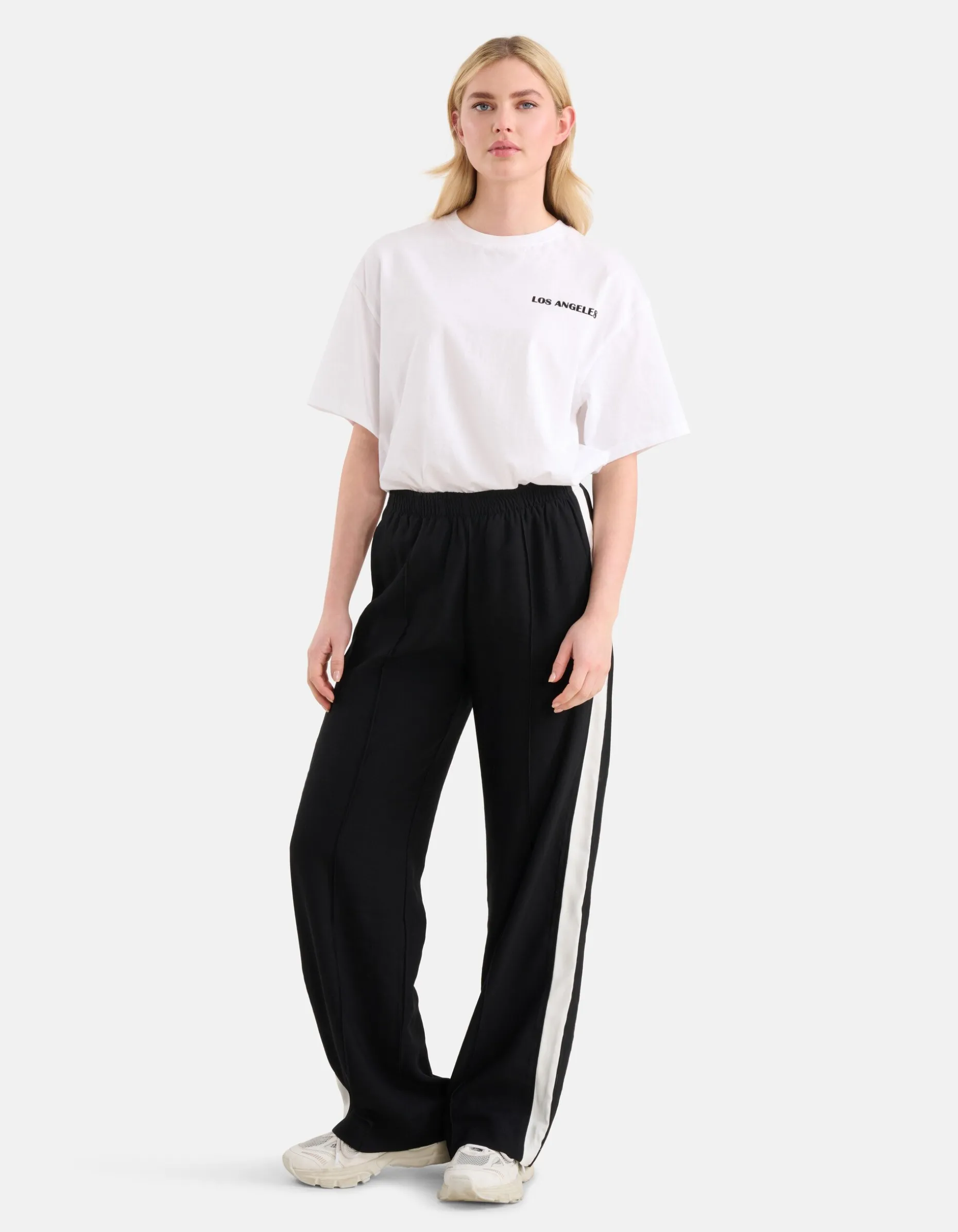 Sporty Wide Leg Broek Zwart
