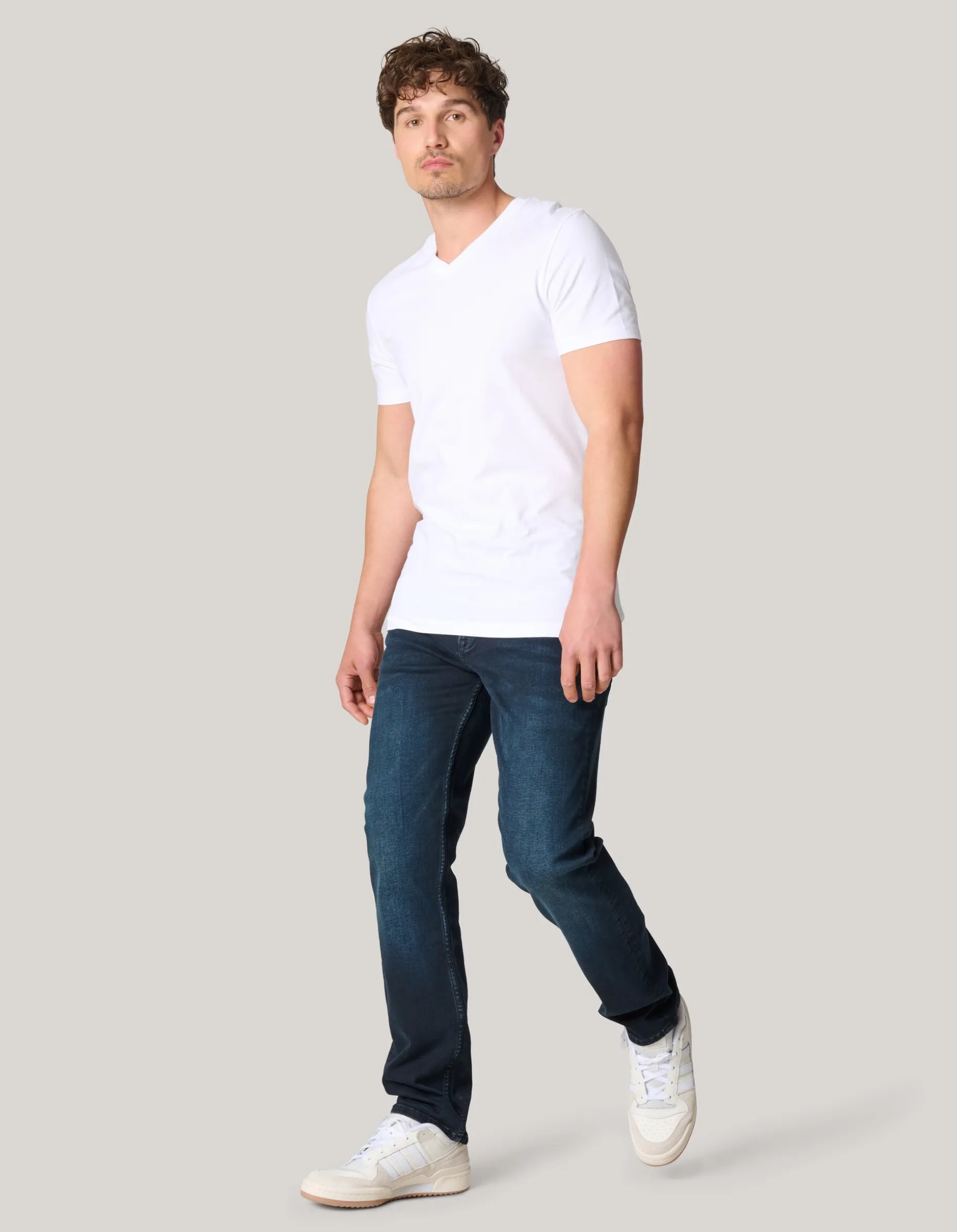 Straight Fit Jeans Blauw/Zwart L32