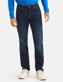 Straight Fit Jeans Blauw/Zwart L36