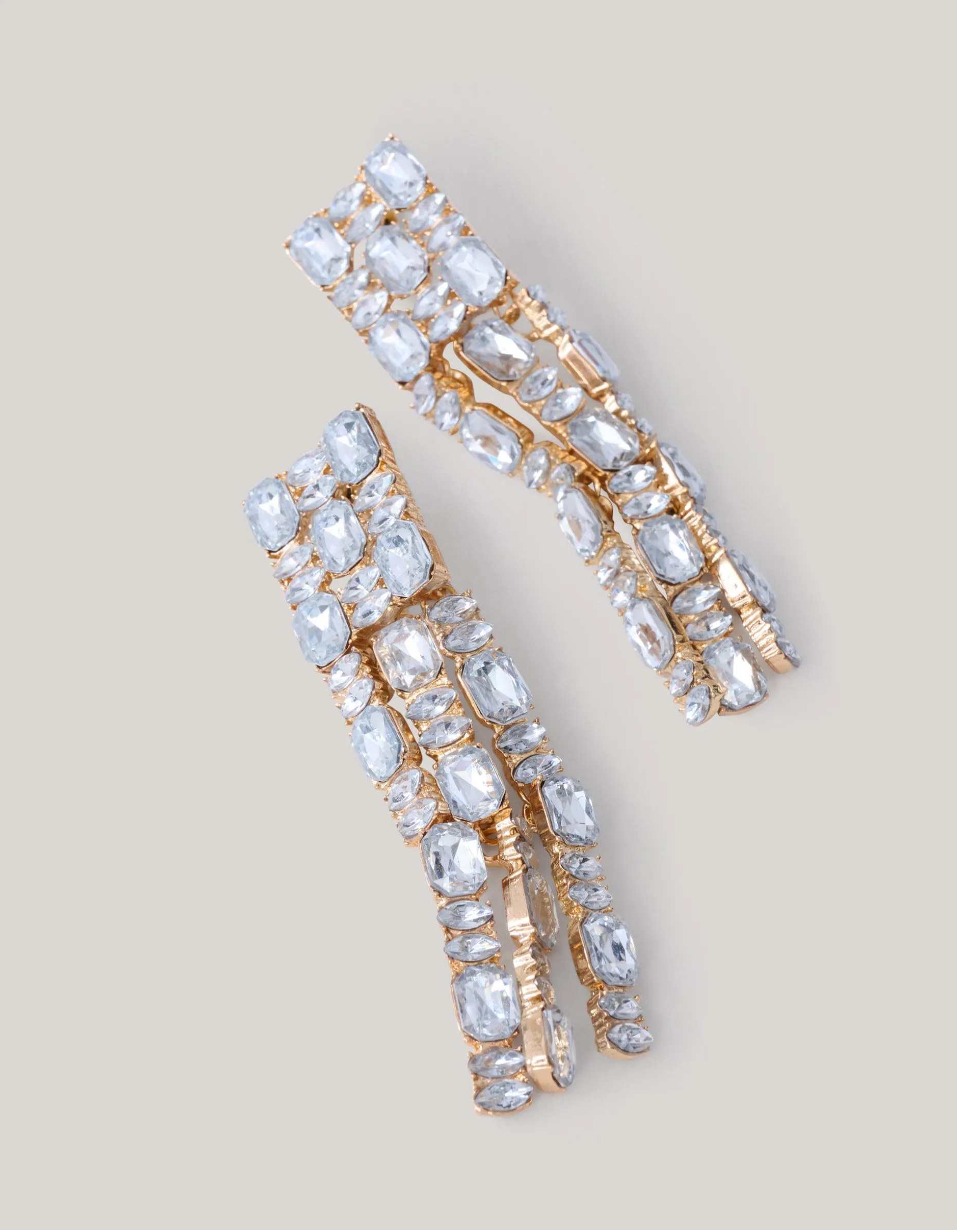 Straight Strass Oorbellen Goud
