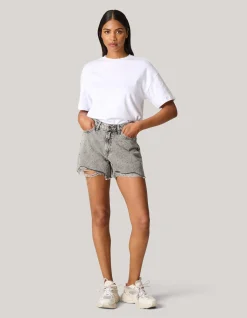 Strass Denim Short Lichtgrijs