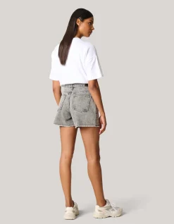 Strass Denim Short Lichtgrijs