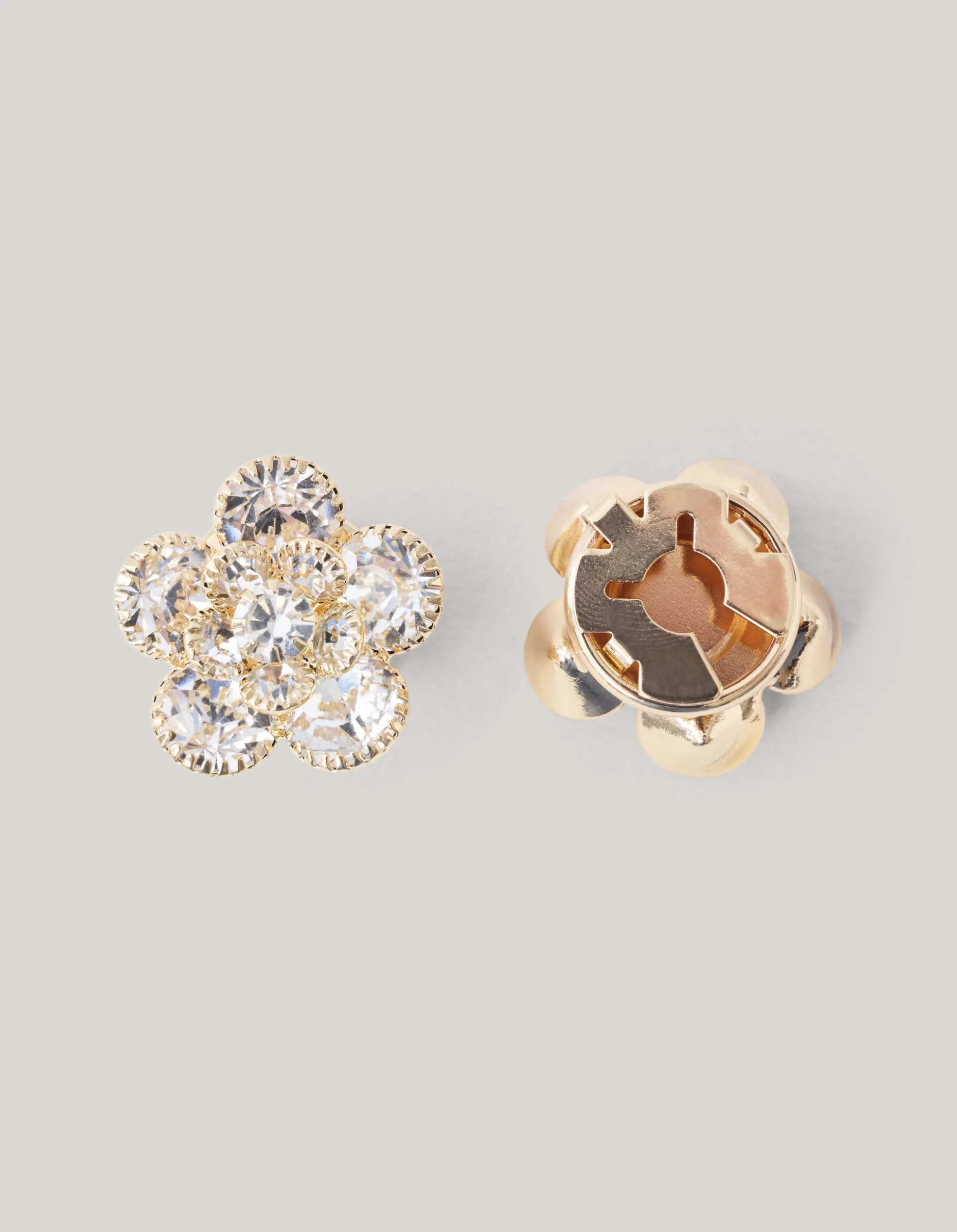 Strass Flower Knopen Clips Goud