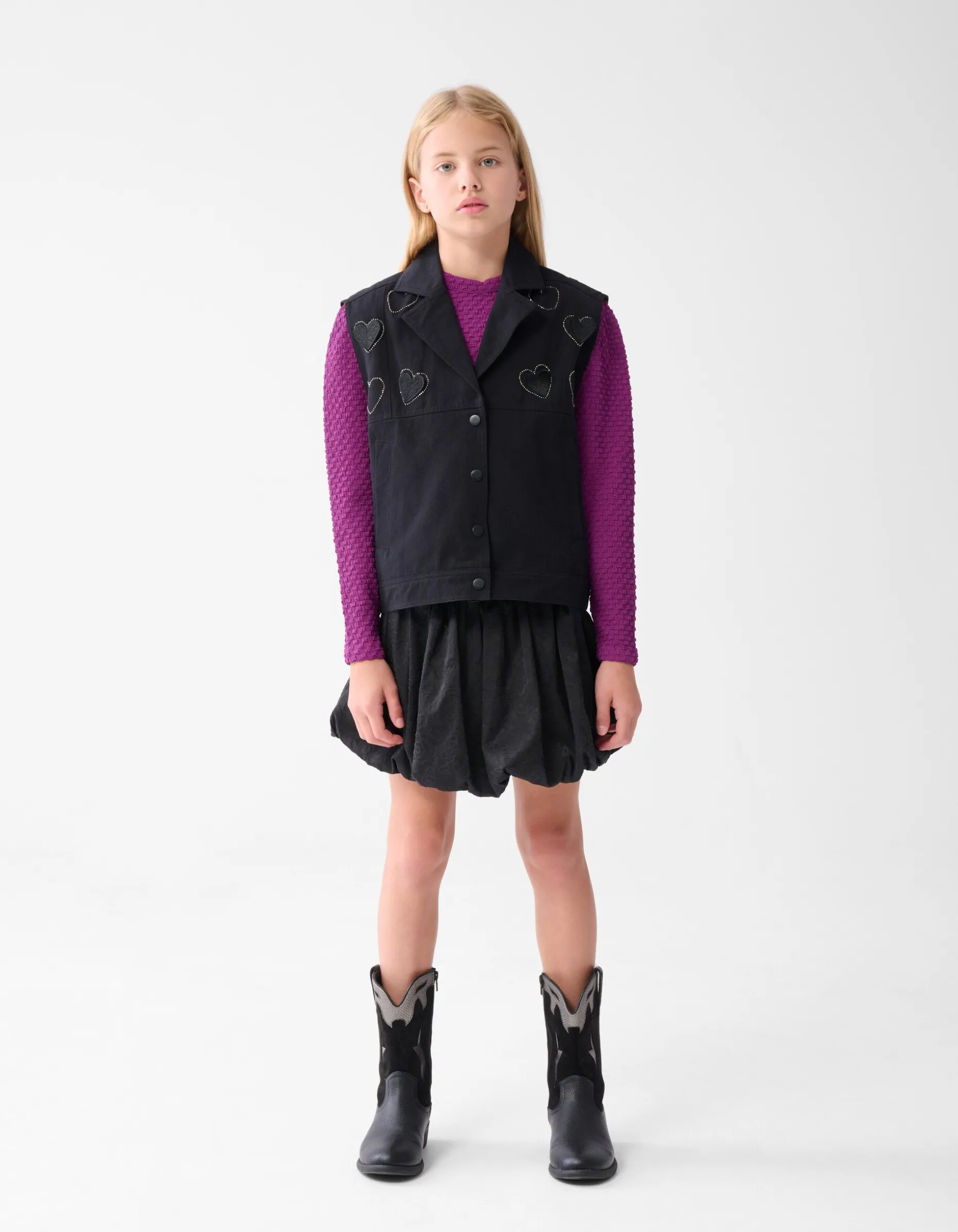 Strass Heart Gilet Zwart