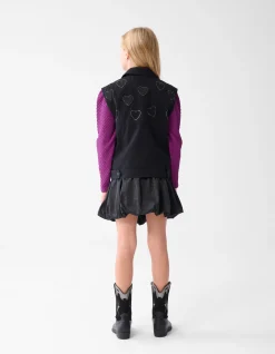 Strass Heart Gilet Zwart