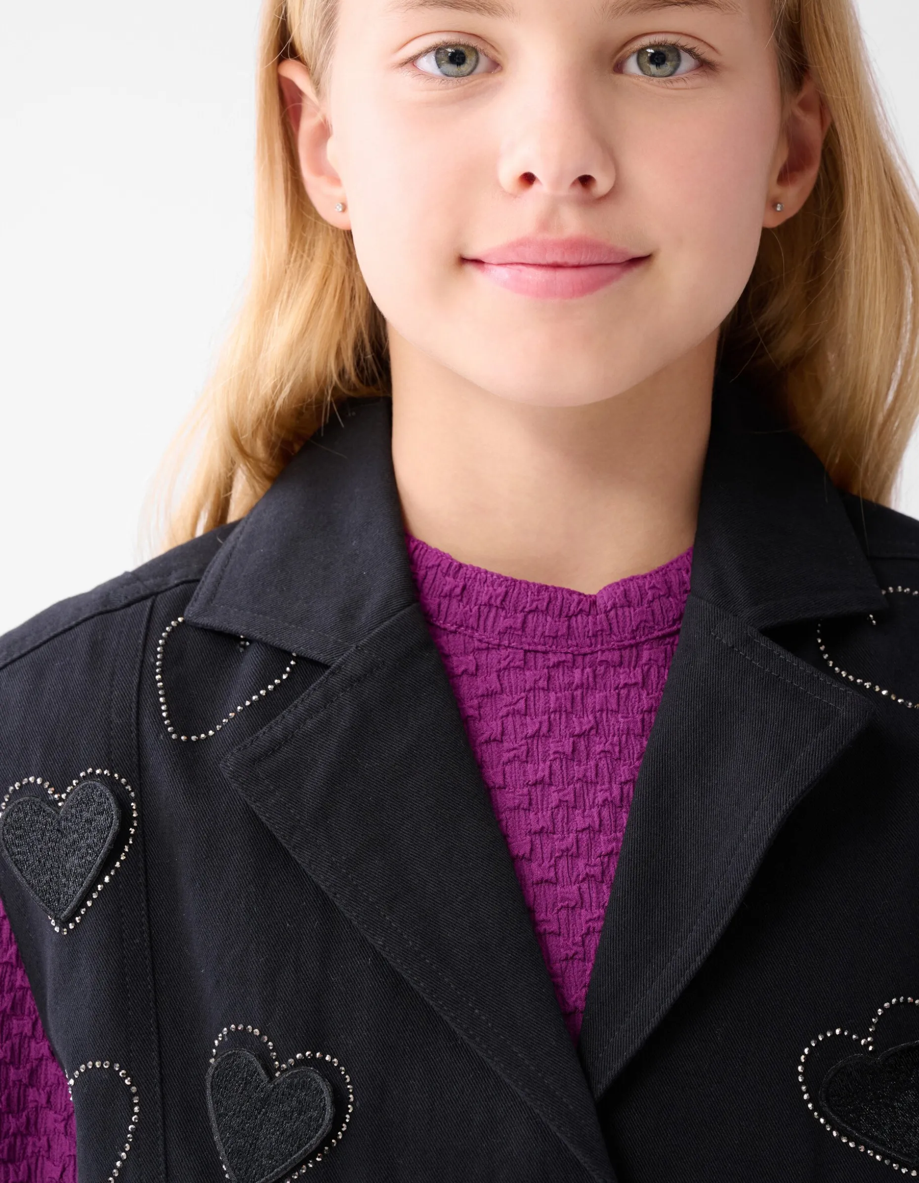 Strass Heart Gilet Zwart