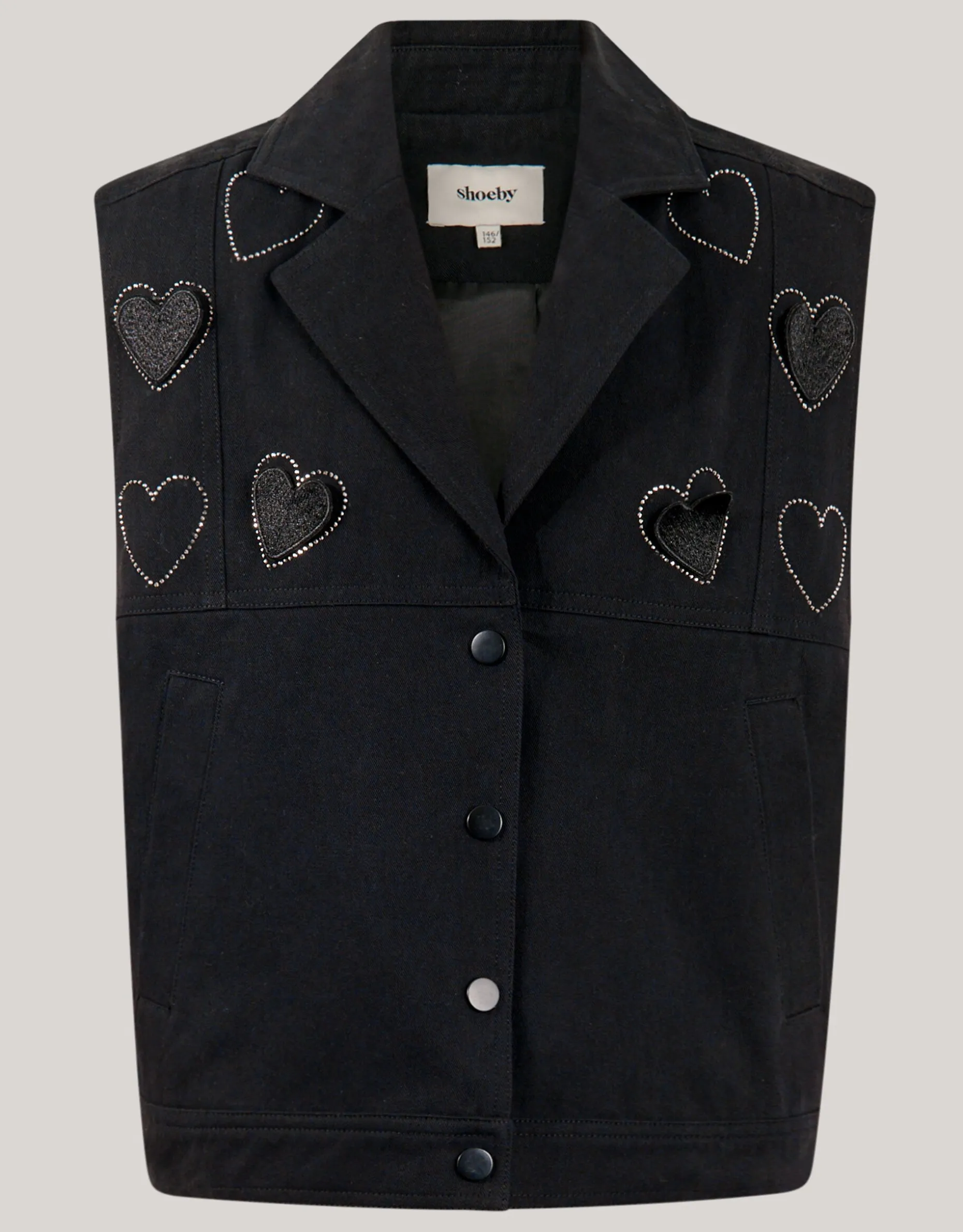 Strass Heart Gilet Zwart