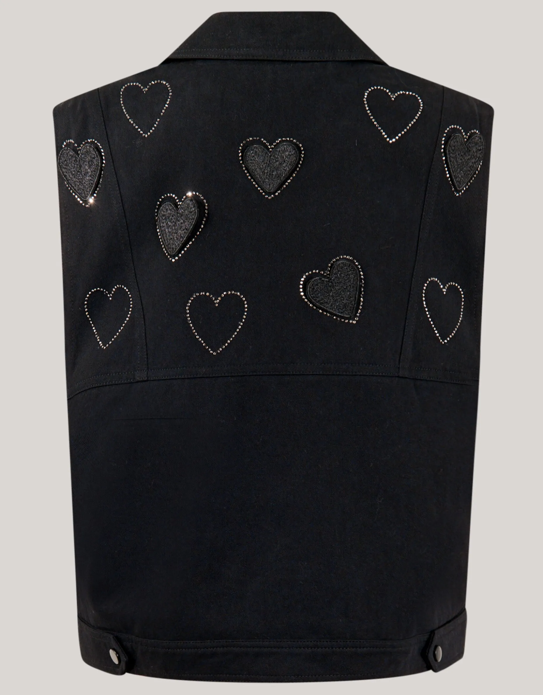 Strass Heart Gilet Zwart