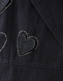 Strass Heart Gilet Zwart