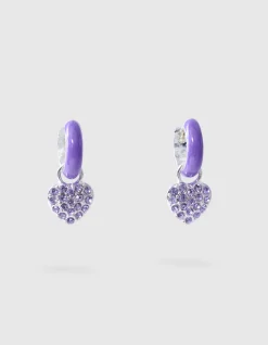 Strass Heart Oorbellen paars