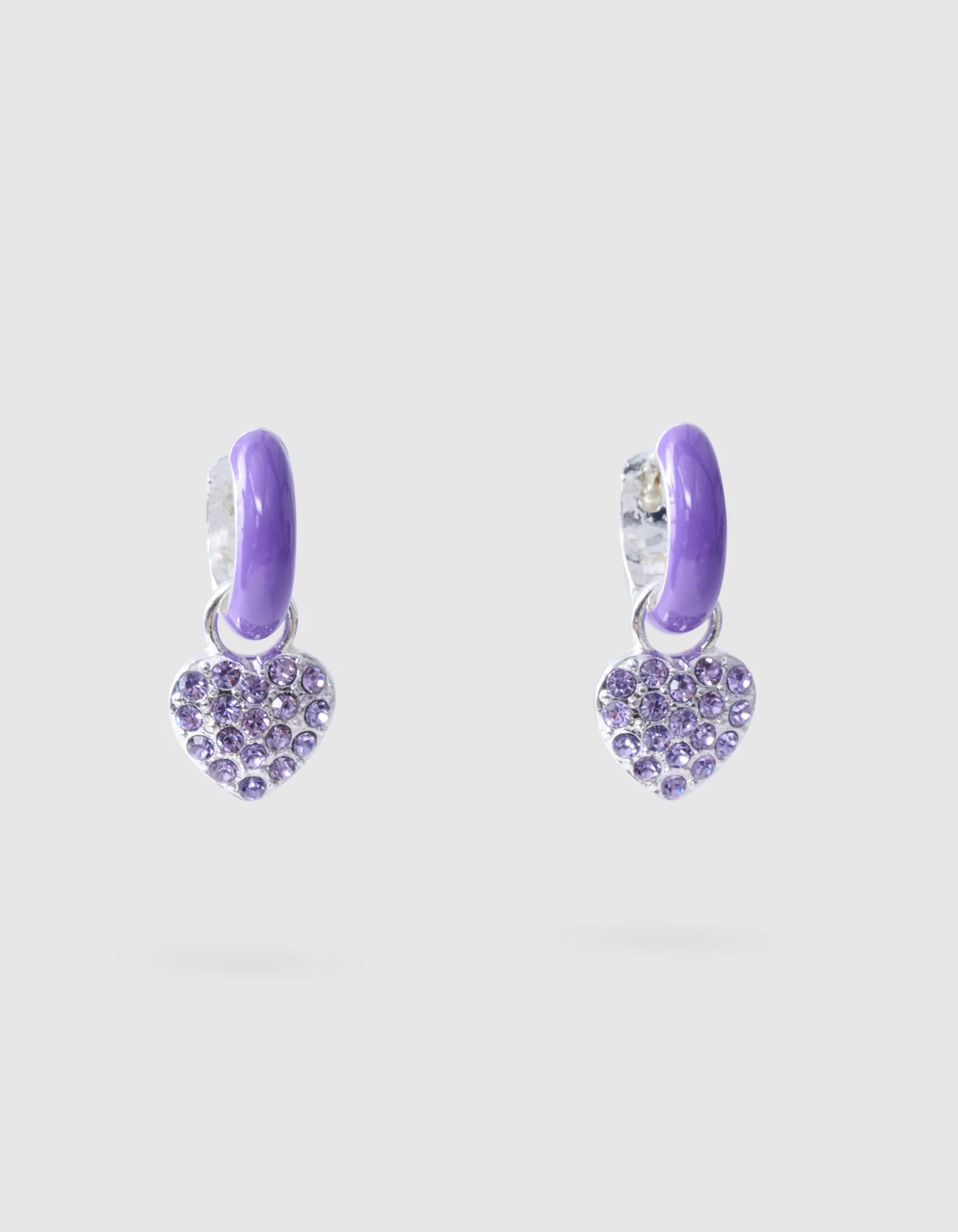 Strass Heart Oorbellen paars