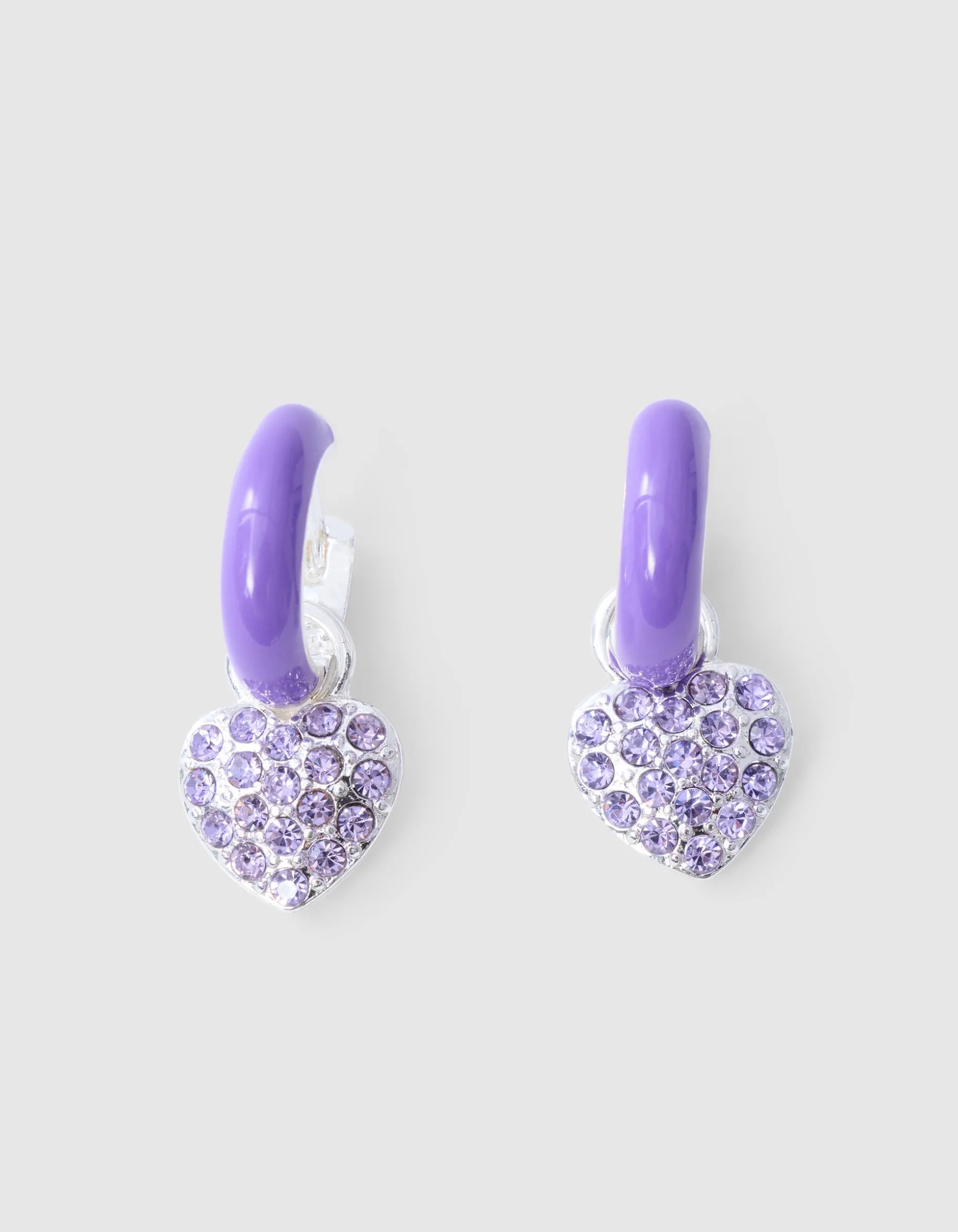 Strass Heart Oorbellen paars