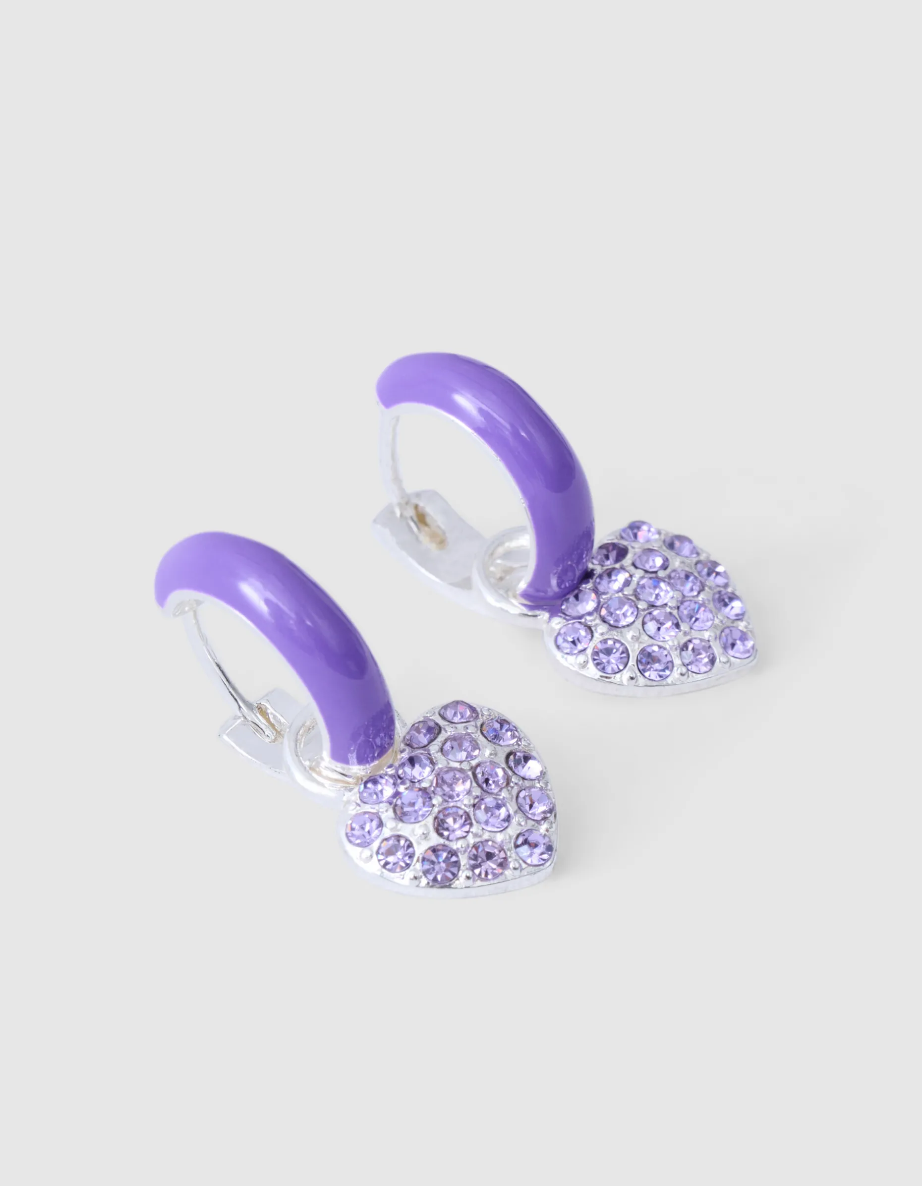 Strass Heart Oorbellen paars