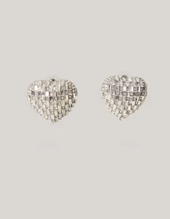 Strass Heart Oorbellen Zilver