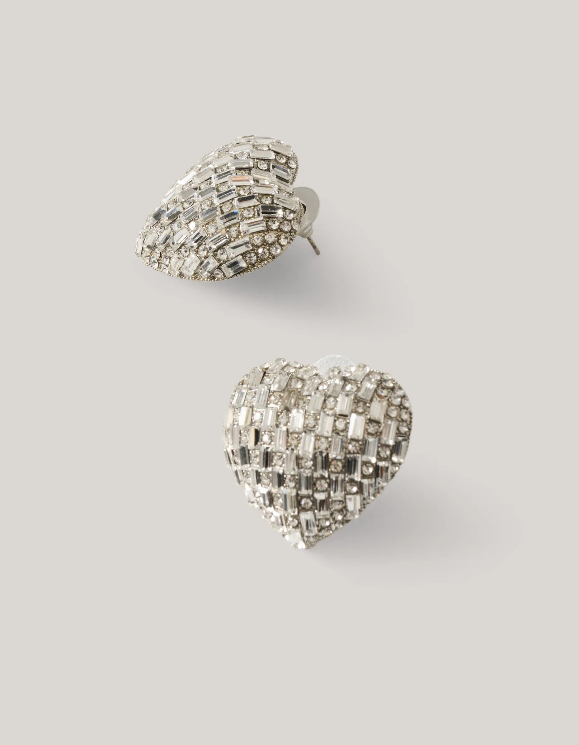 Strass Heart Oorbellen Zilver