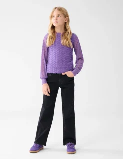 Strass Heart Straight Fit Jeans Zwart