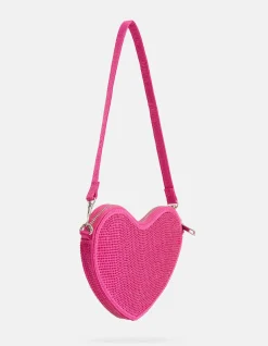Strass Heart Tas Roze