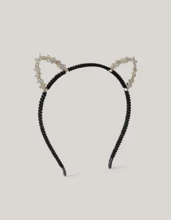 Strass Katten Haarband Zwart