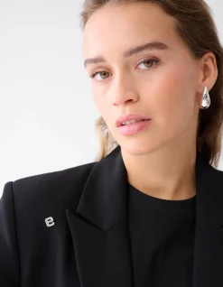 Strass Letter Blazer Zwart