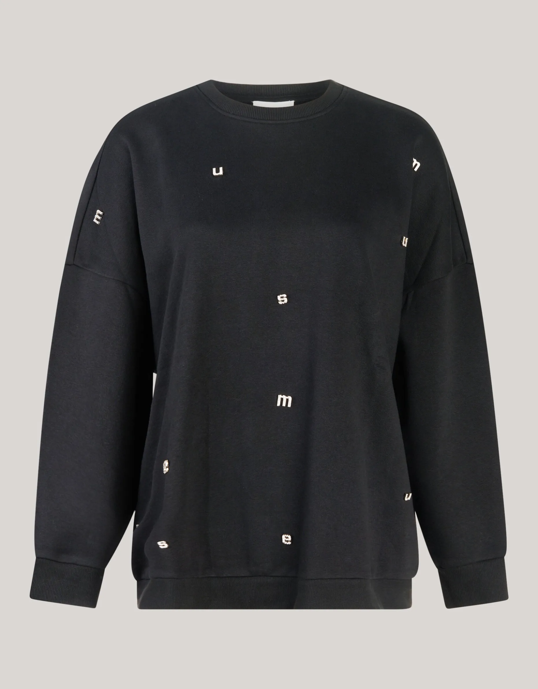 Strass Letter Sweater Zwart