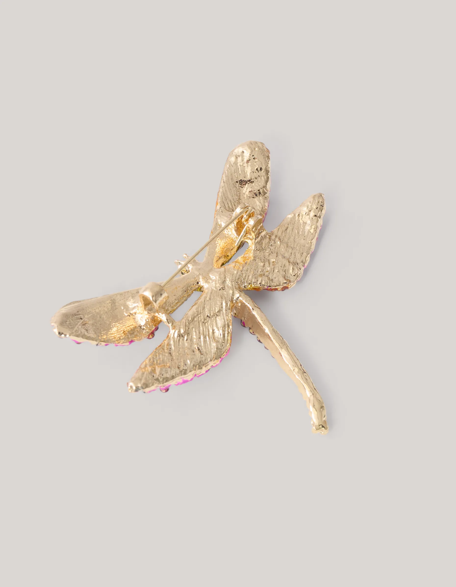 Strass Libelle Broche Roze