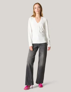 Strass Rib Jersey Top Wit