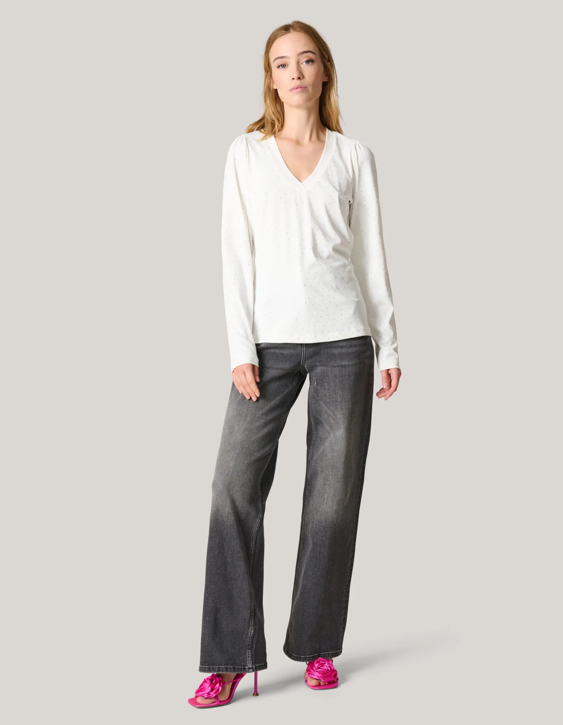 Strass Rib Jersey Top Wit