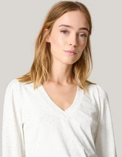 Strass Rib Jersey Top Wit