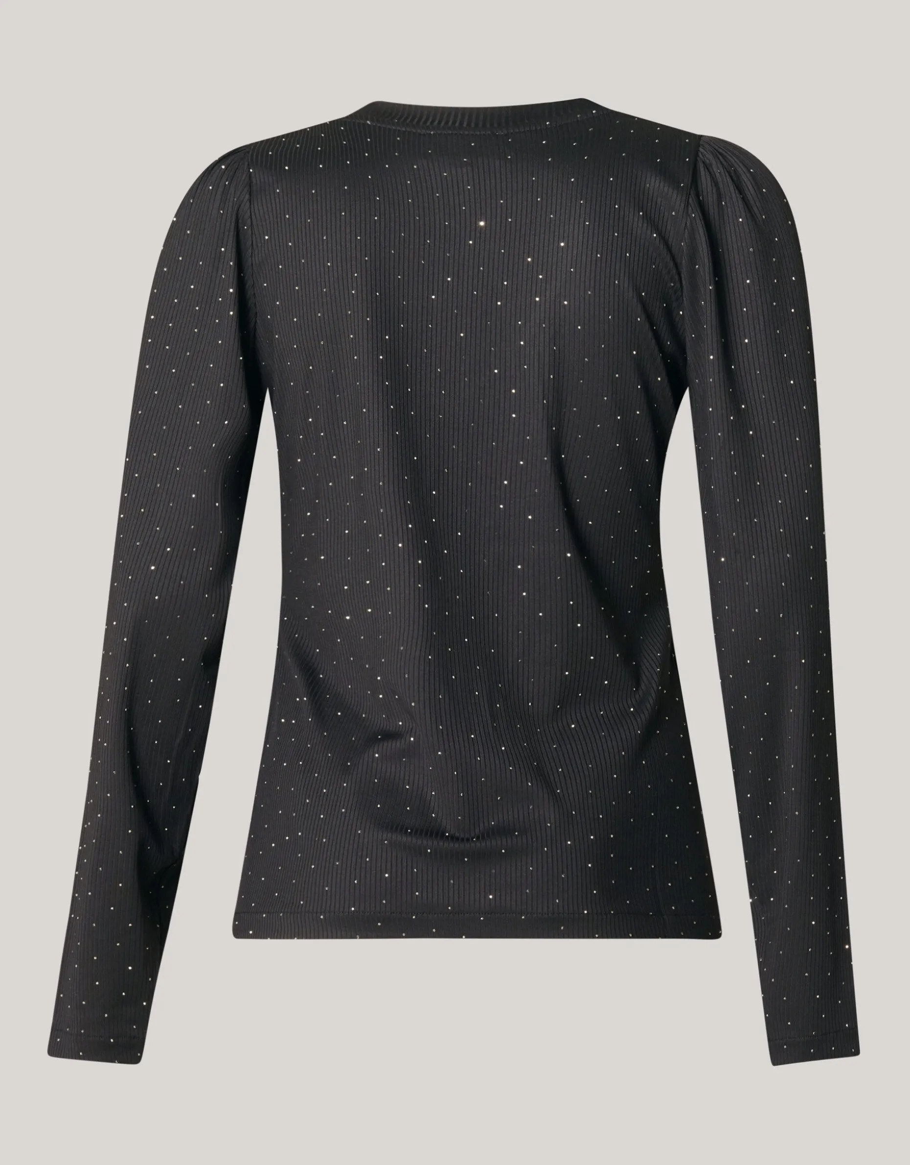 Strass Rib Jersey Top Zwart