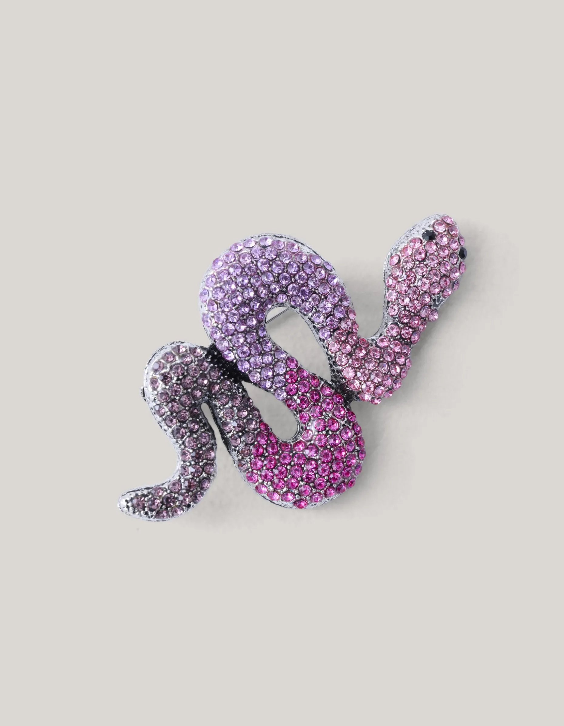 Strass Slangen Broche Zilver
