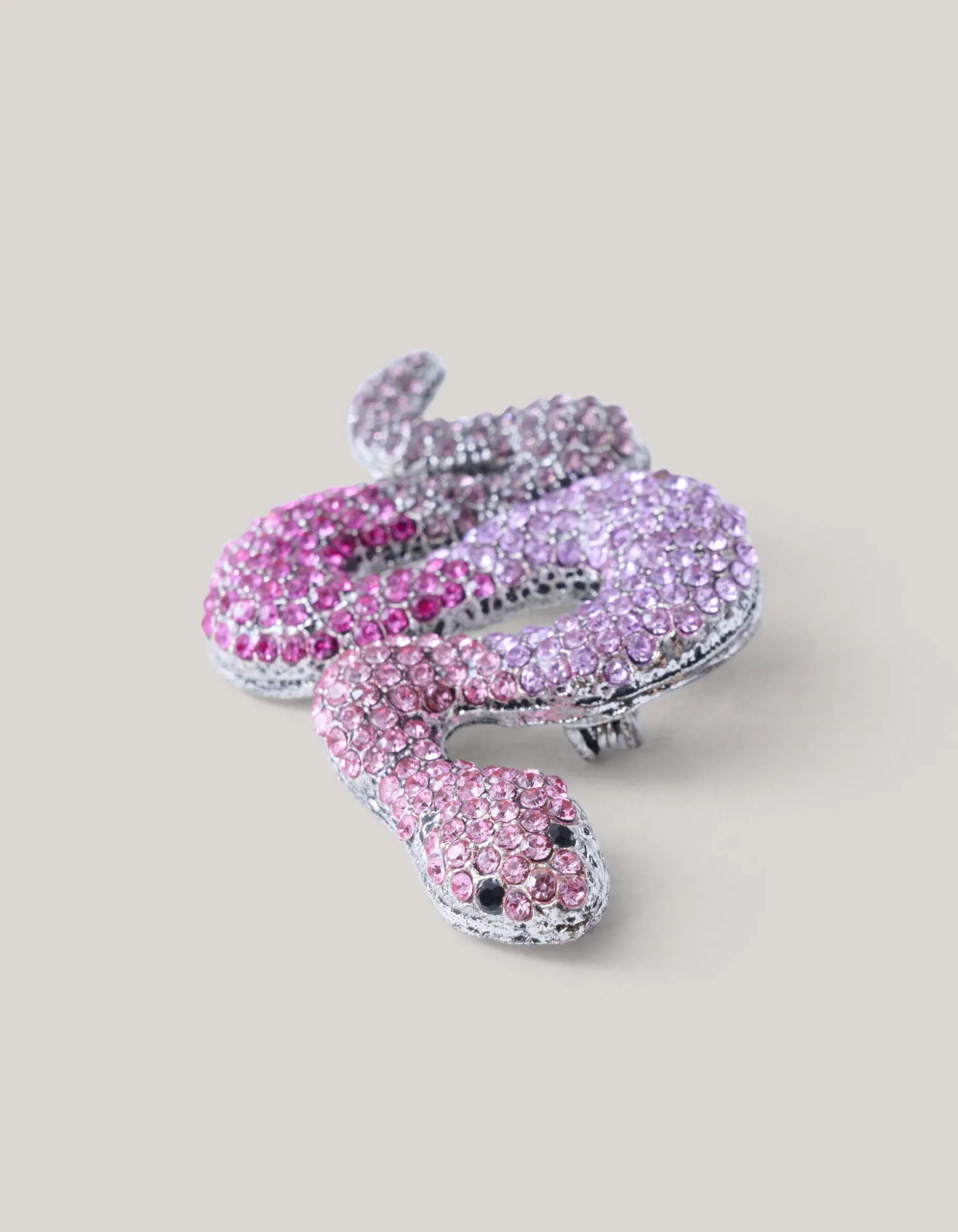 Strass Slangen Broche Zilver