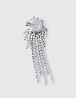 Strass Ster Broche Zilver