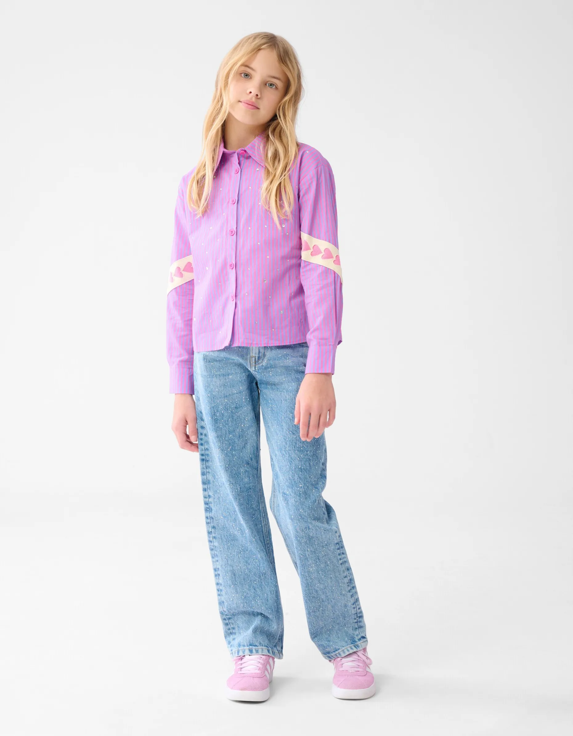 Strass Straight Fit Jeans Blauw