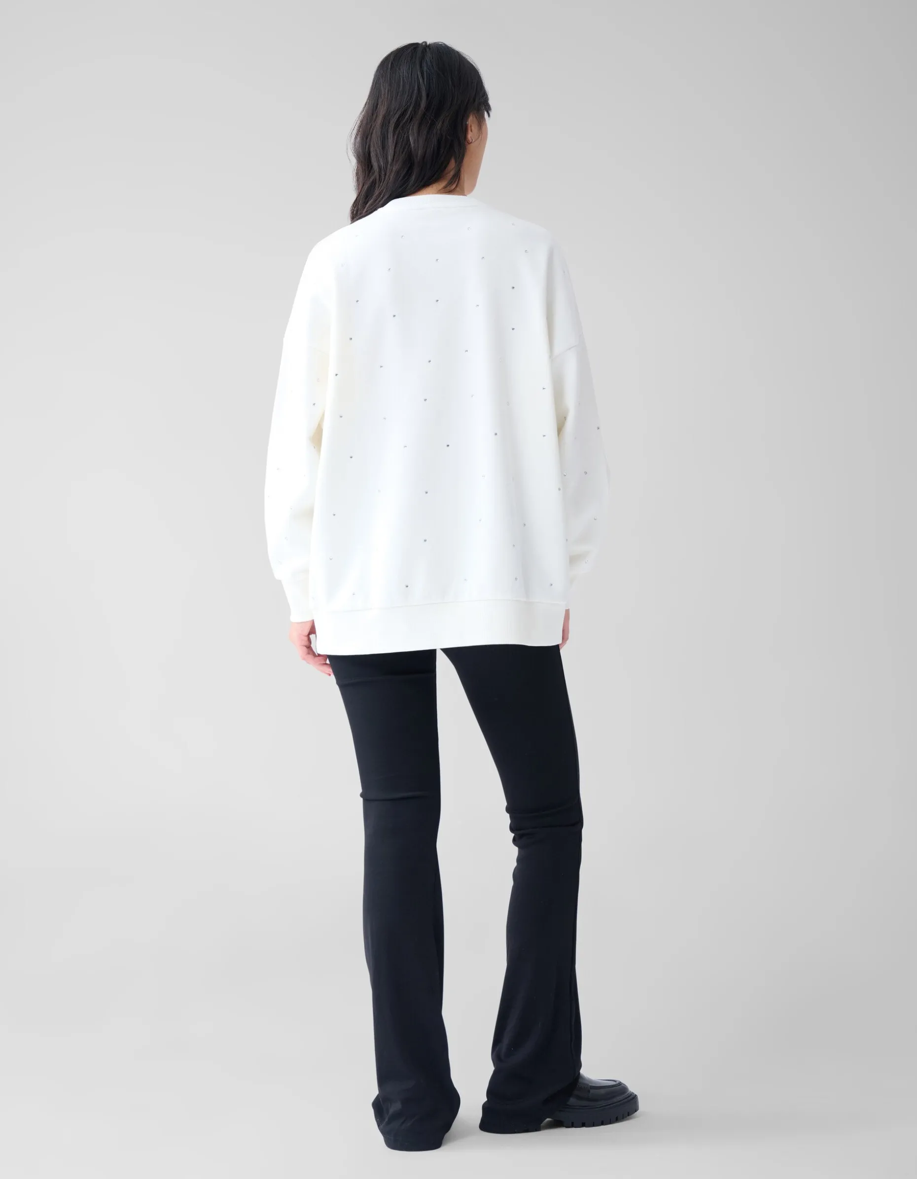 Strass Sweater Gebroken Wit