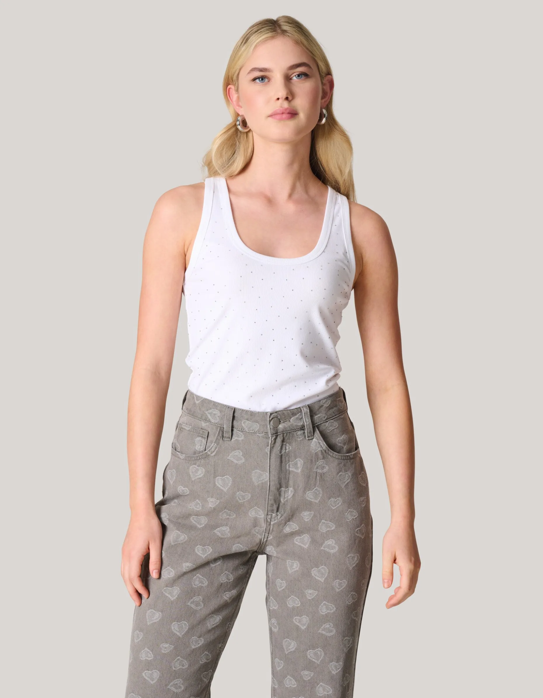 Strass Tanktop Wit