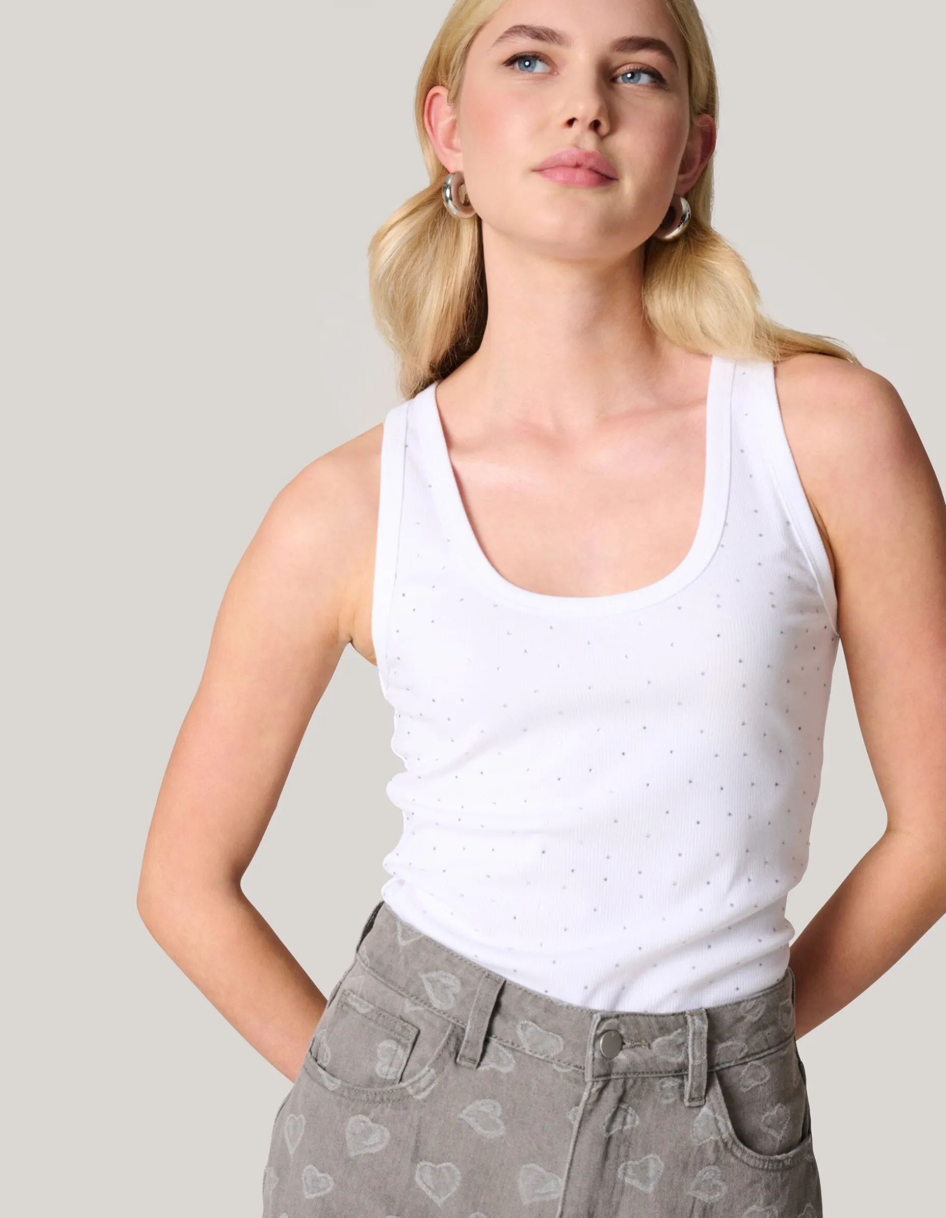 Strass Tanktop Wit