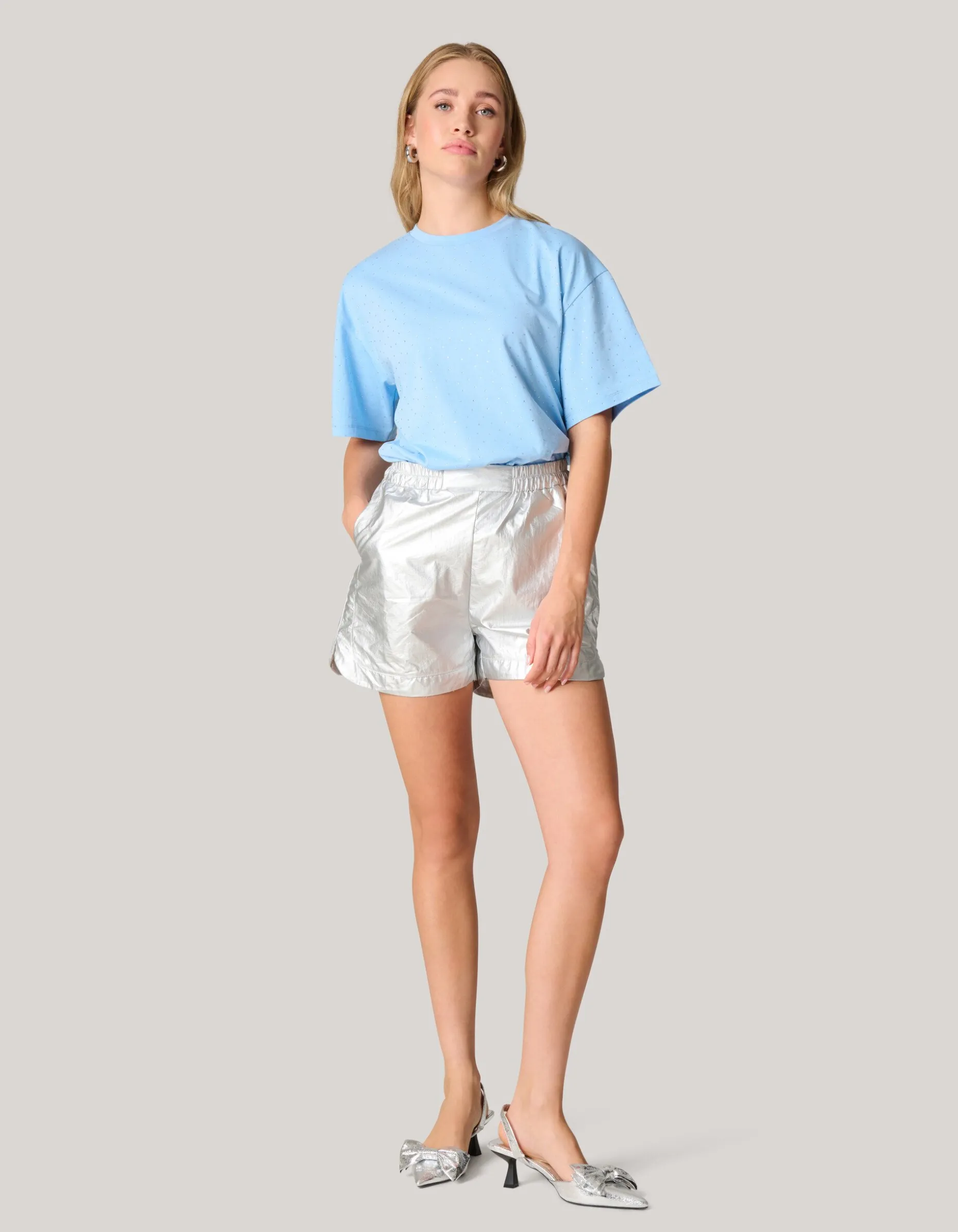 Strass T-shirt Lichtblauw