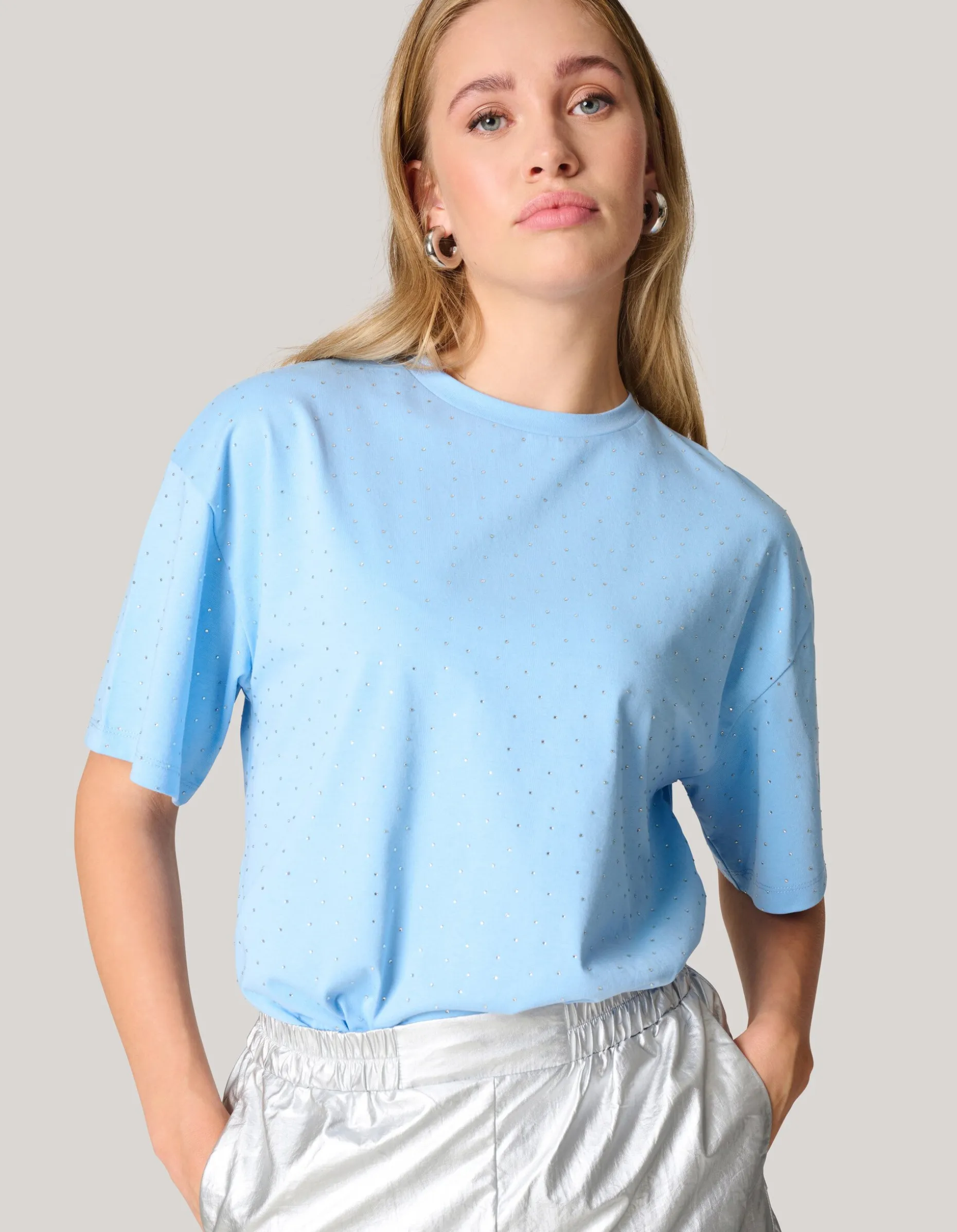 Strass T-shirt Lichtblauw