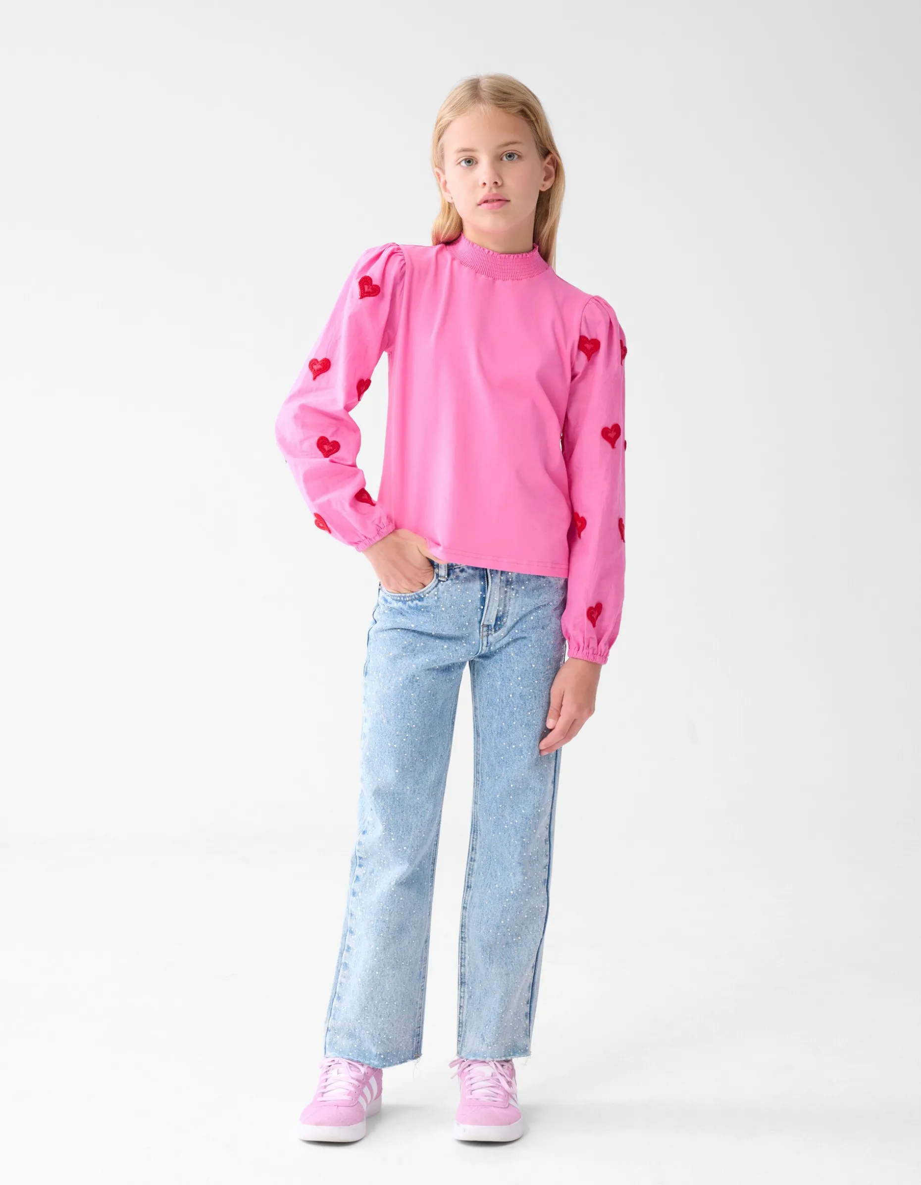 Strass Wide Leg Jeans Mediumstone