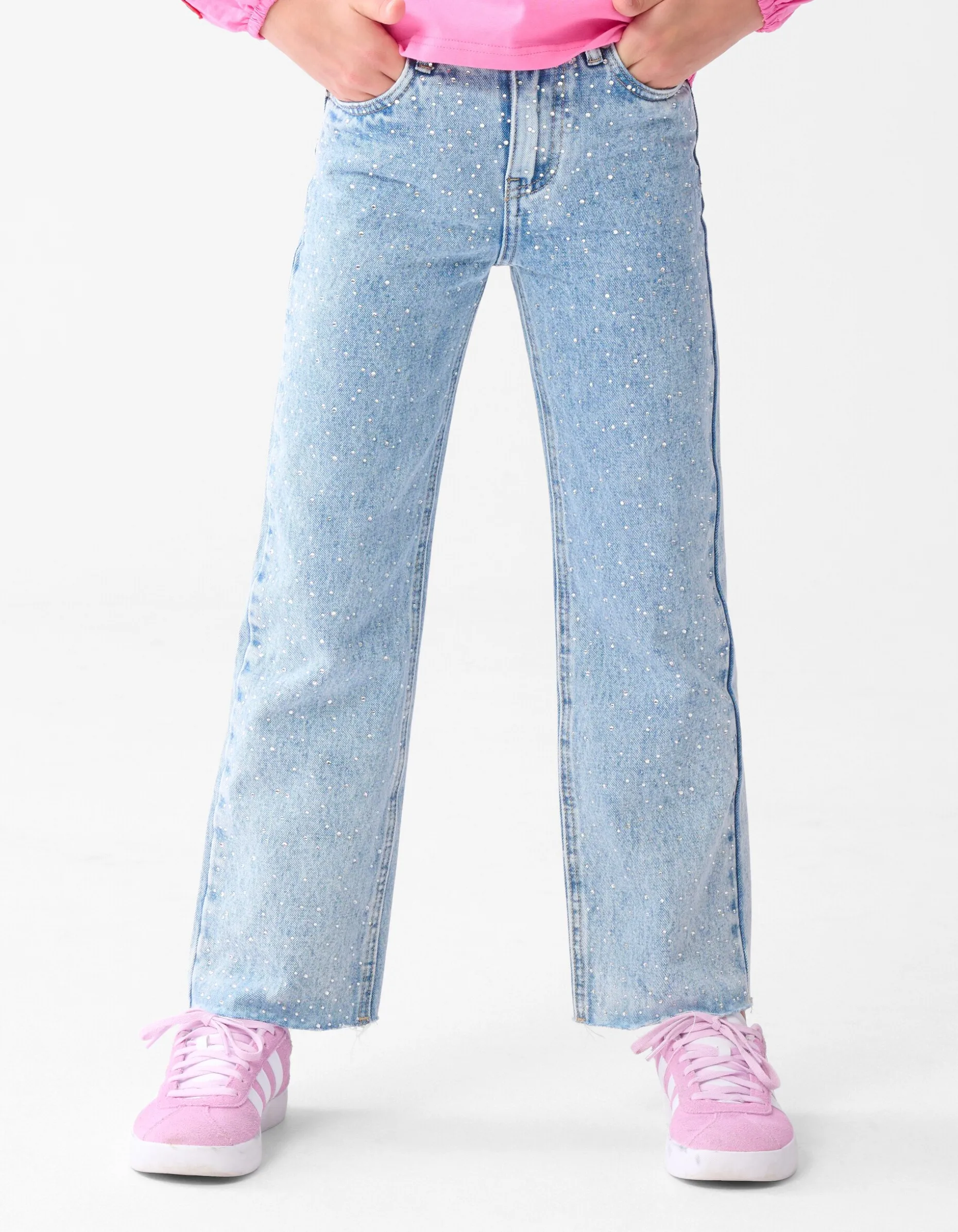 Strass Wide Leg Jeans Mediumstone