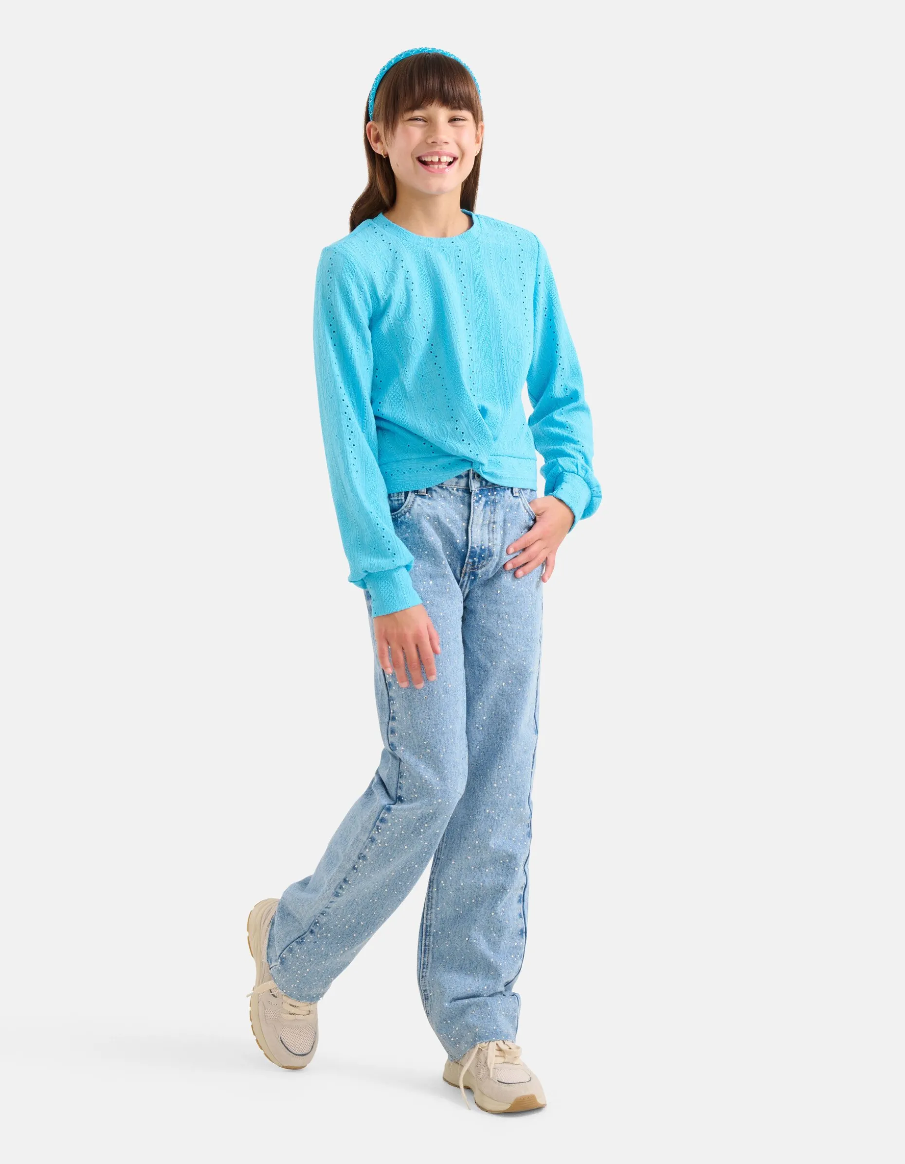 Strass Wide Leg Jeans Mediumstone