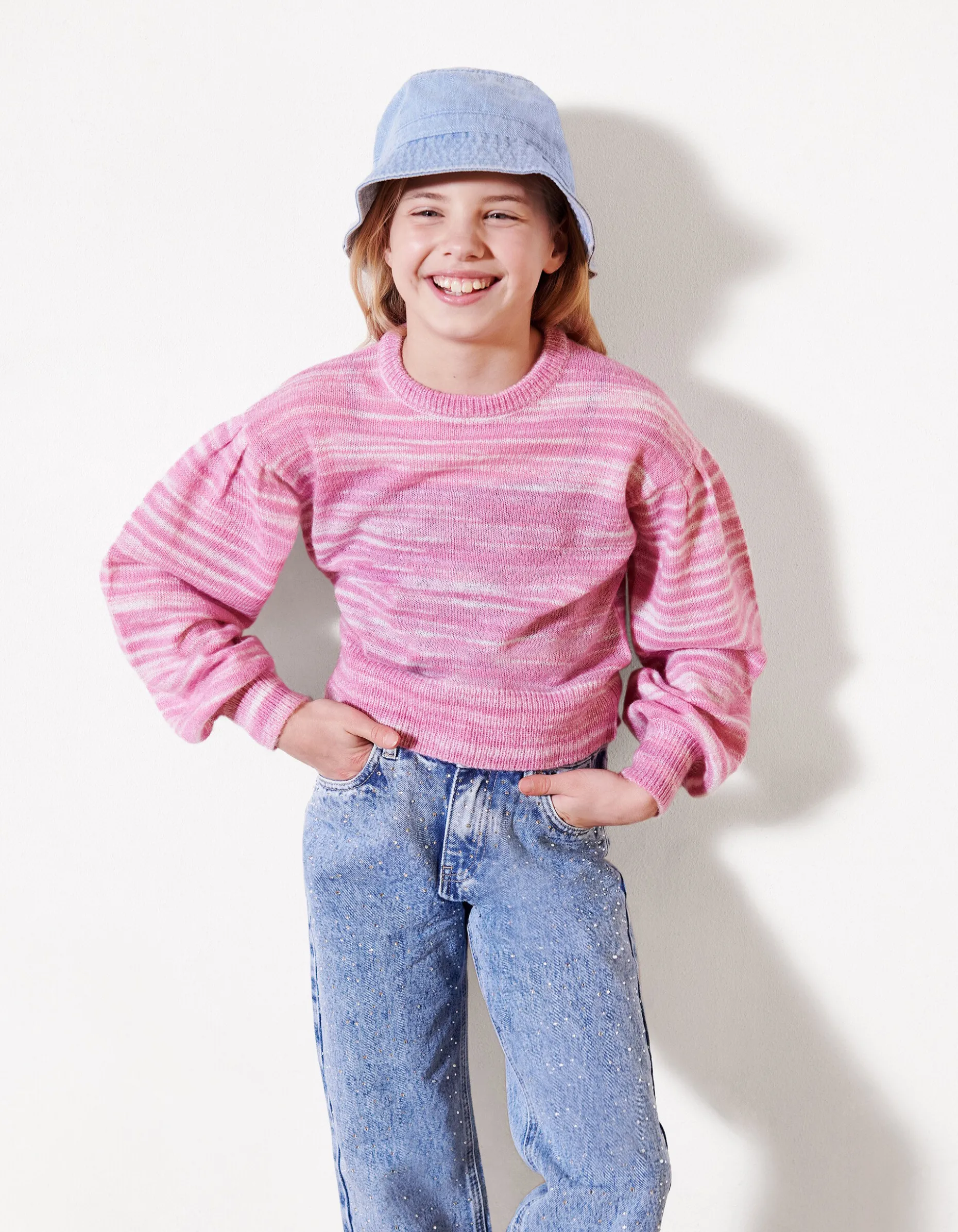 Strass Wide Leg Jeans Mediumstone