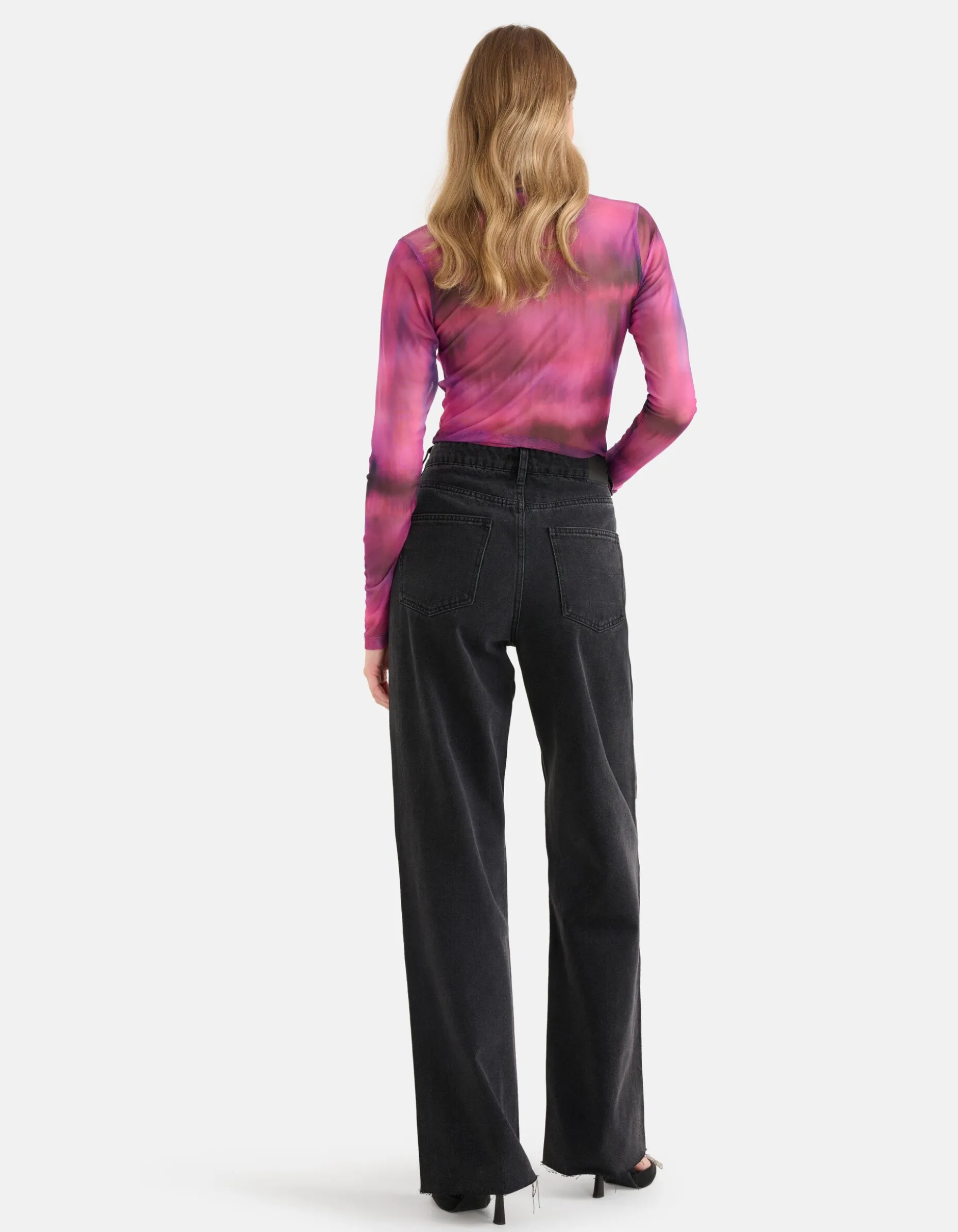 Strass Wide Leg Jeans Zwart